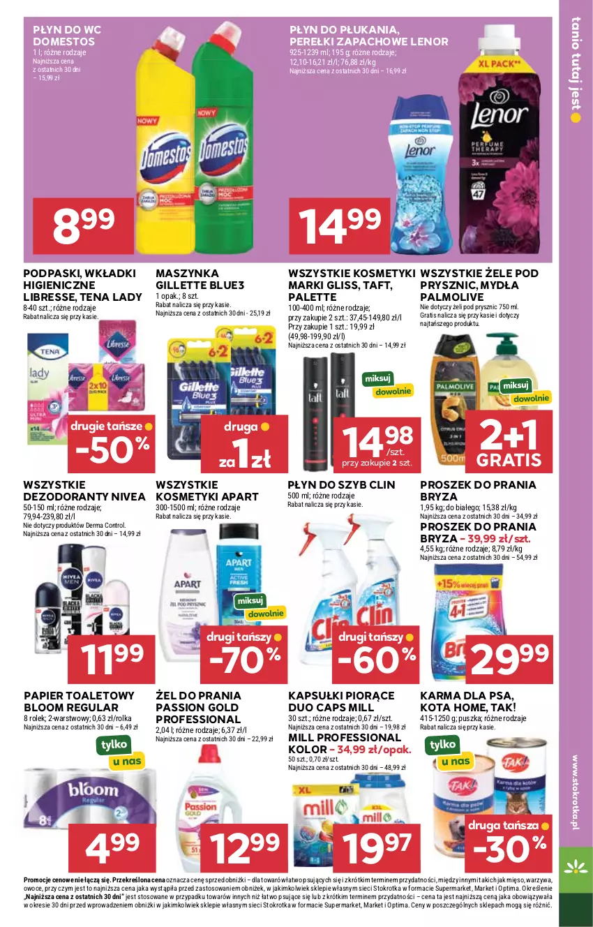 Gazetka promocyjna Stokrotka - Market - ważna 30.07 do 05.08.2026 - strona 27 - produkty: Bryza, Clin, Control, Dezodorant, Domestos, Gillette, Gra, Lenor, Maszynka, Mięso, Nivea, Optima, Owoce, Palette, Palmolive, Papier, Papier toaletowy, Perełki zapachowe, Płyn do płukania, Płyn do szyb, Płyn do wc, Podpaski, Proszek do prania, Szynka, Taft, Warzywa, Wkładki