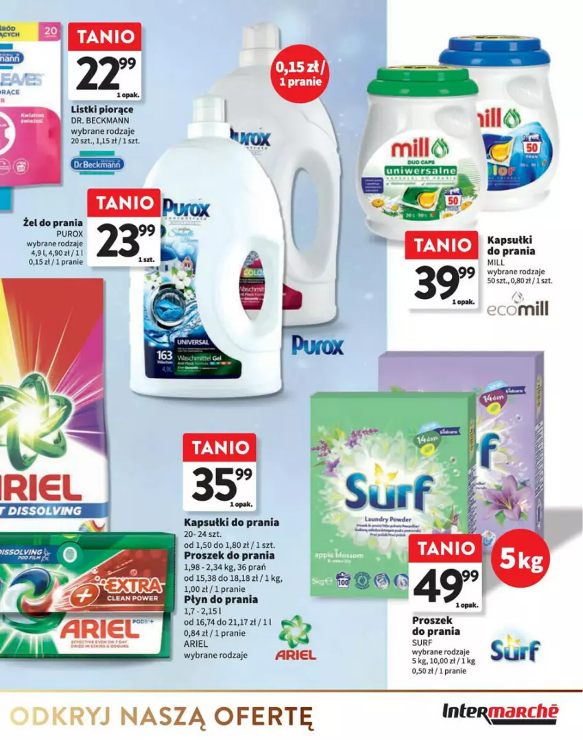 Gazetka promocyjna Intermarche - ważna 14.11 do 27.11.2024 - strona 18 - produkty: Ariel, Kapsułki do prania, Płyn do prania, Proszek do prania, Pur, Surf