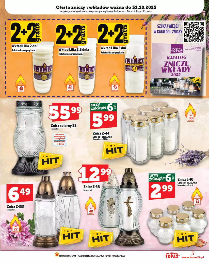 Gazetka promocyjna Topaz - Gazetka - ważna 23.10 do 29.10.2025 - strona 3 - produkty: Top, Znicz