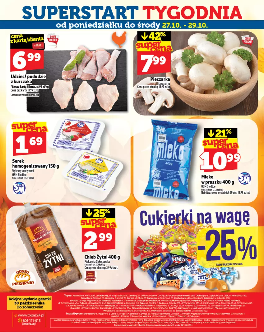 Gazetka promocyjna Topaz - Gazetka - ważna 23.10 do 29.10.2025 - strona 32 - produkty: Chleb, Mleko, Olej, Ser, Serek, Sok