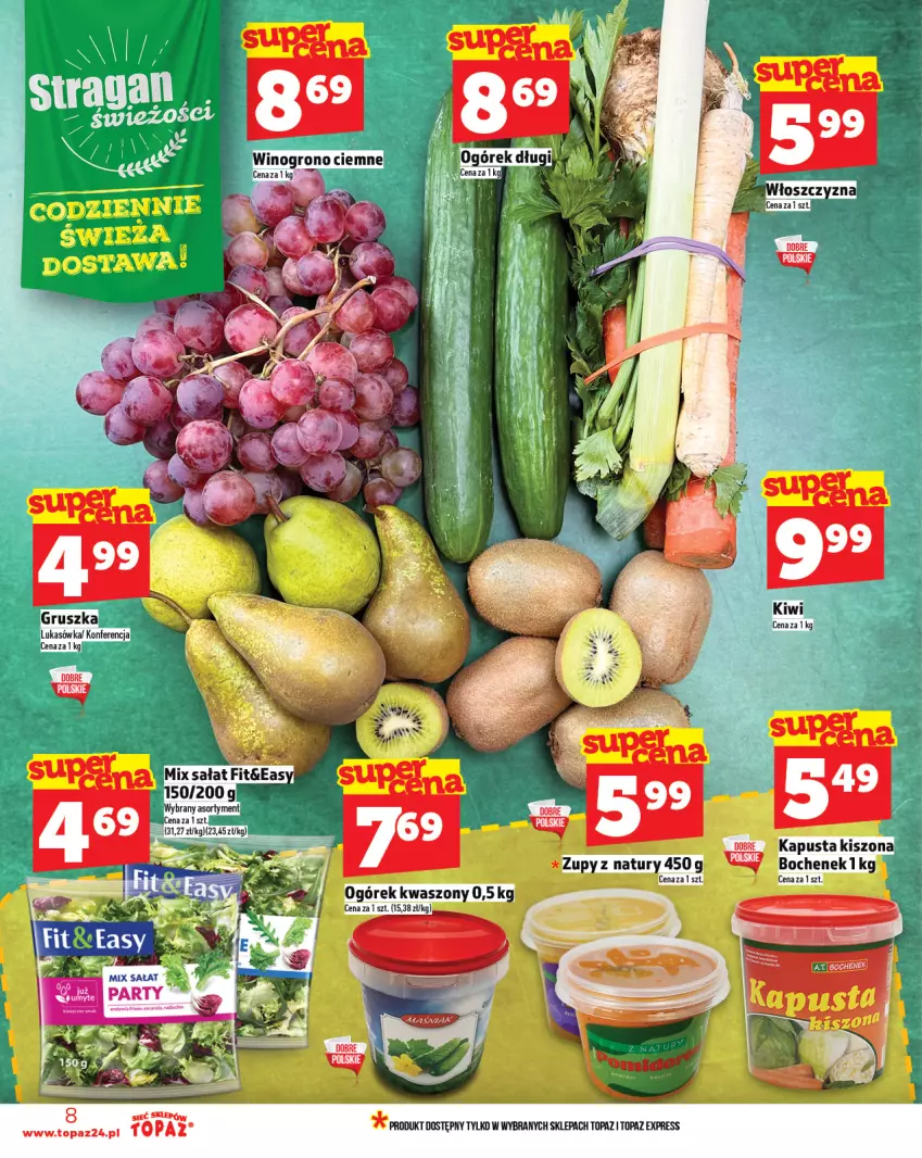 Gazetka promocyjna Topaz - Gazetka - ważna 23.10 do 29.10.2025 - strona 8 - produkty: Kiwi, Ogórek, Top, Wino