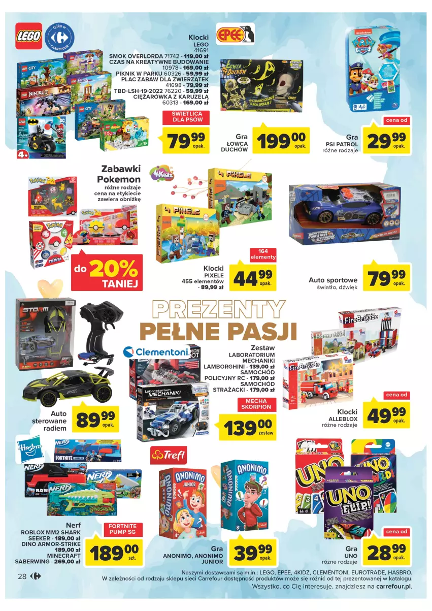 Gazetka promocyjna Carrefour - Gazetka Carrefour - ważna 22.11 do 03.12.2022 - strona 30 - produkty: EPEE, Gra, Hasbro, Klocki, LEGO, Minecraft, Nerf, Por, Psi Patrol, Samochód, Samochód strażacki, Sport