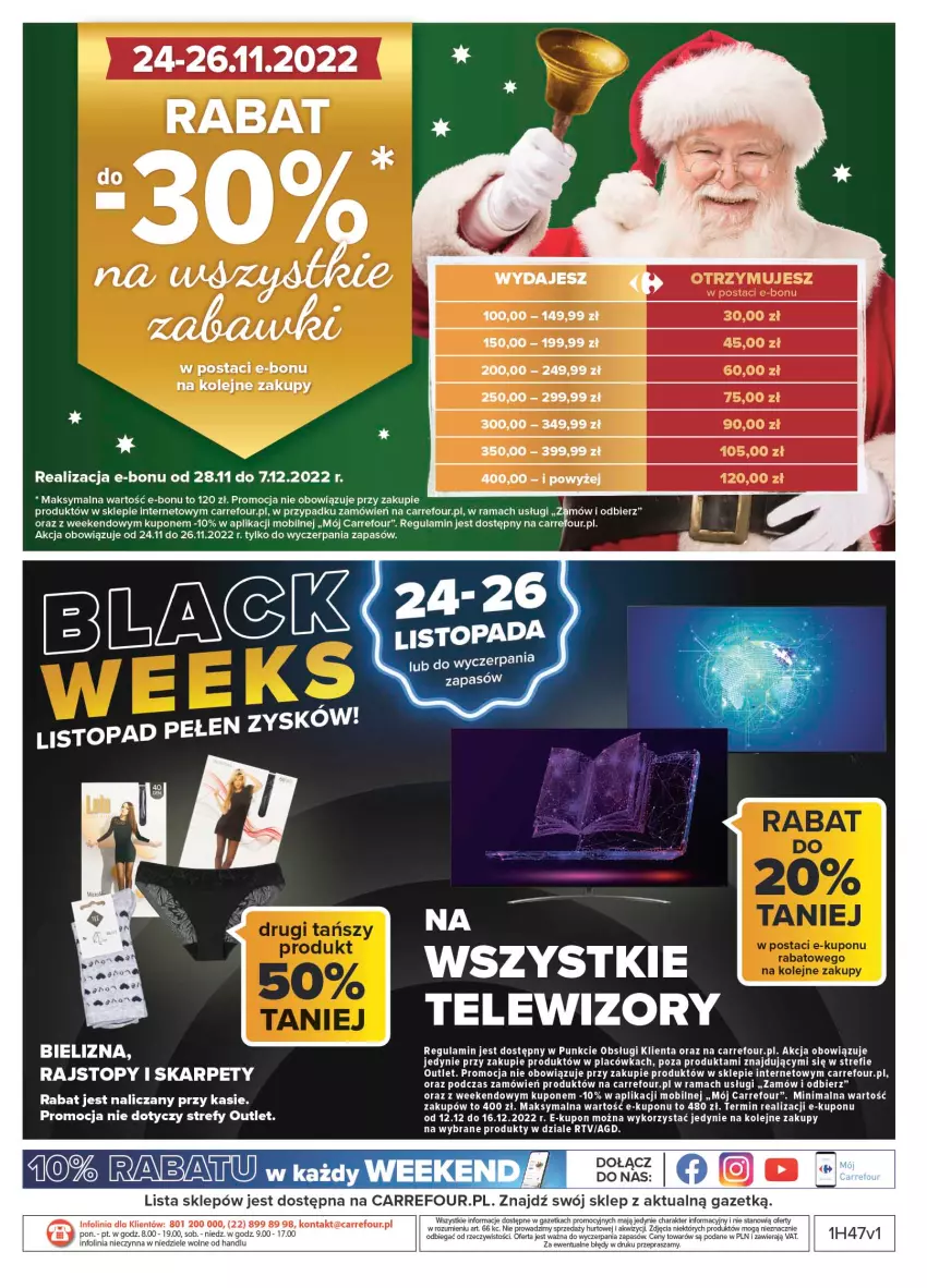 Gazetka promocyjna Carrefour - Gazetka Carrefour - ważna 22.11 do 03.12.2022 - strona 43 - produkty: Bielizna, Karp, Mobil, Olej, Rajstopy, Rama, Telewizor, Telewizory, Top