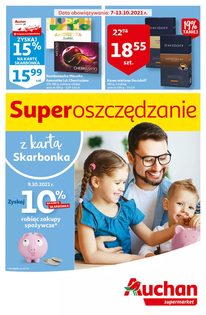 Gazetka promocyjna Auchan - Superoszczędzanie z kartą Skarbonka Supermarkety - ważna 07.10 do 13.10.2021 - strona 1 - produkty: Davidoff, Fa, LG