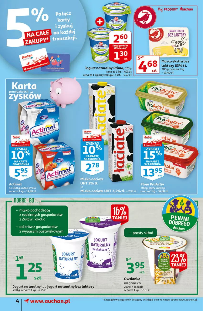 Gazetka promocyjna Auchan - Superoszczędzanie z kartą Skarbonka Supermarkety - ważna 07.10 do 13.10.2021 - strona 4 - produkty: Jogurt, Jogurt naturalny, Masło
