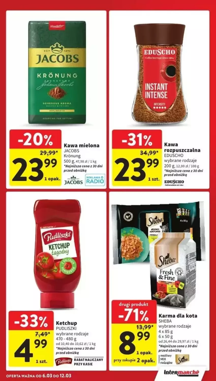 Gazetka promocyjna Intermarche - ważna 06.03 do 12.03.2025 - strona 6 - produkty: Fa, Jacobs, Kawa, Kawa mielona, Ketchup, Pudliszki, Sheba