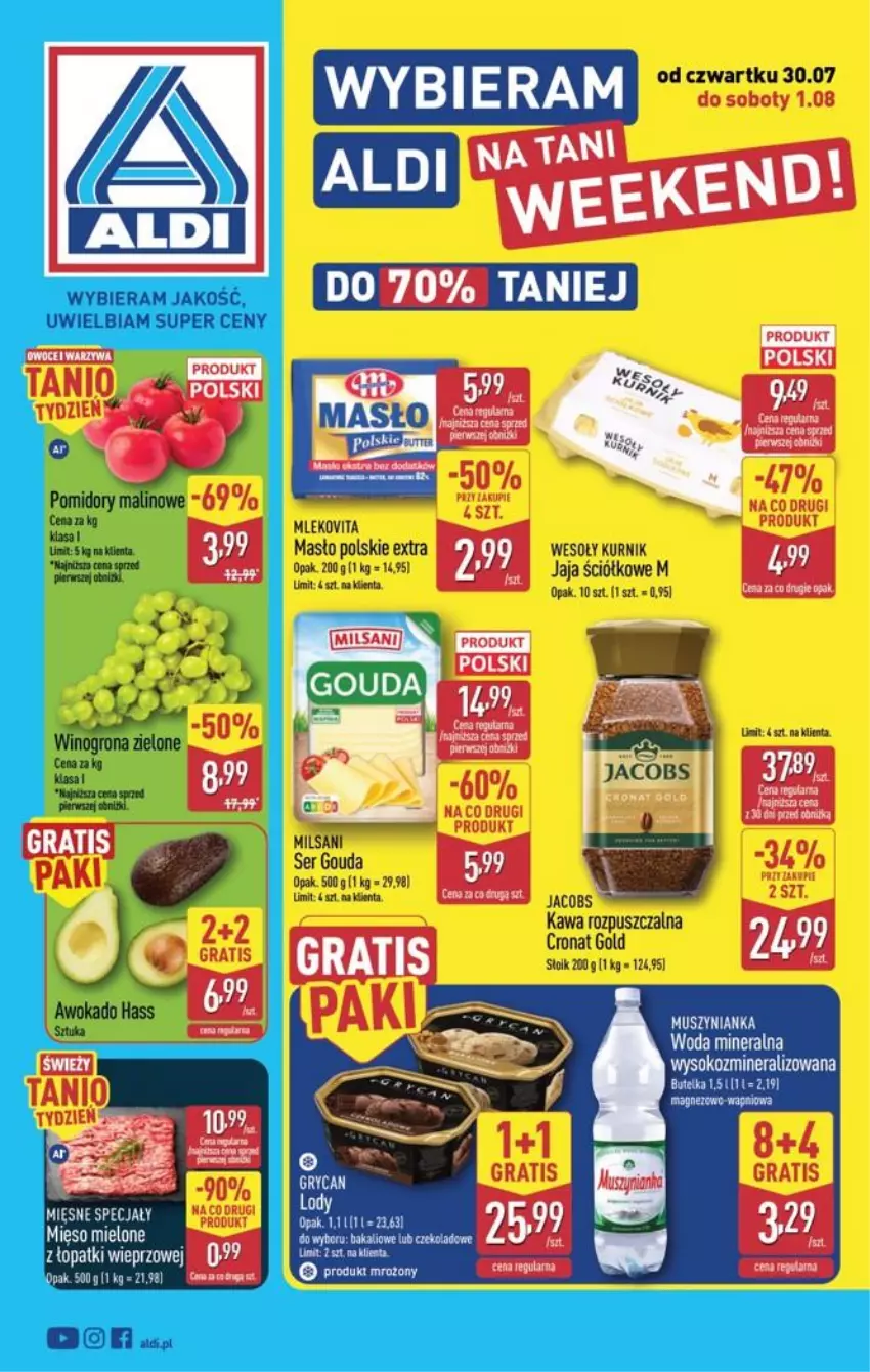 Gazetka promocyjna Aldi - Oferta weekendowa - ważna 30.07 do 01.08.2026 - strona 1 - produkty: Gry, Kawa, Mięsne specjały, Mięso, Mięso mielone, Top, Woda, Woda mineralna