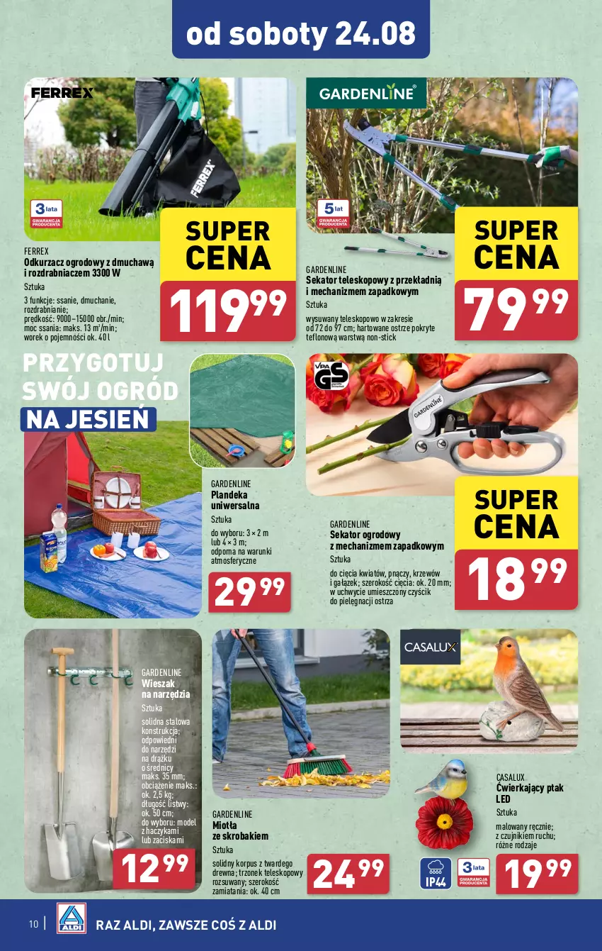 Gazetka promocyjna Aldi - Artykuły przemysłowe i tekstylia - ważna 19.08 do 25.08.2024 - strona 10 - produkty: Haczyk, Miotła, Odkurzacz, Ogród, Por, Rozdrabniacz, Sekator, Teleskop, Wieszak