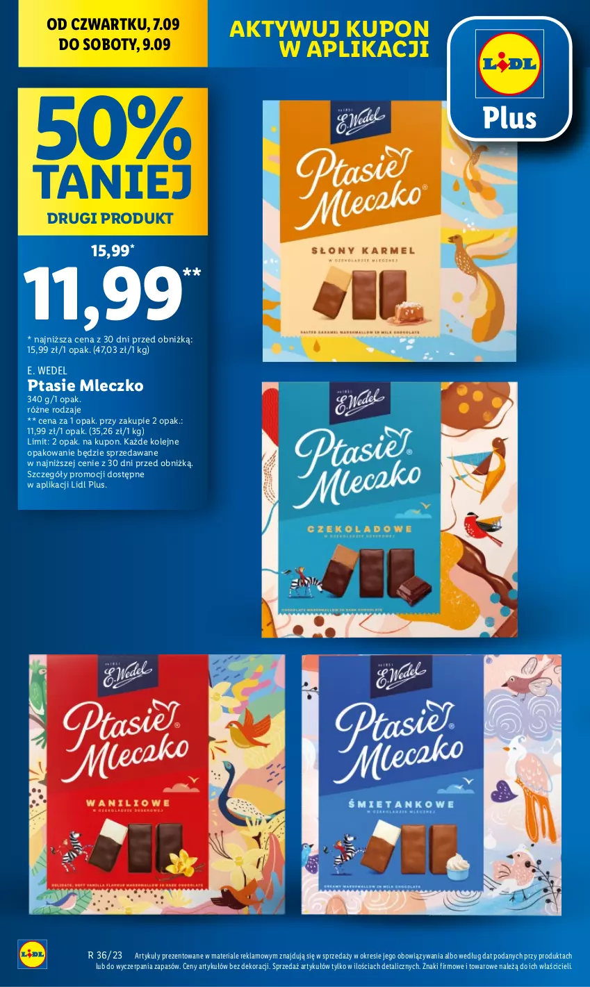 Gazetka promocyjna Lidl - GAZETKA - ważna 06.09 do 09.09.2023 - strona 14 - produkty: E. Wedel, Mleczko, Olej, Ptasie mleczko