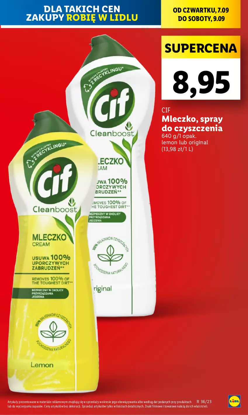 Gazetka promocyjna Lidl - GAZETKA - ważna 06.09 do 09.09.2023 - strona 23 - produkty: Cif, Gin, Mleczko, Spray do czyszczenia