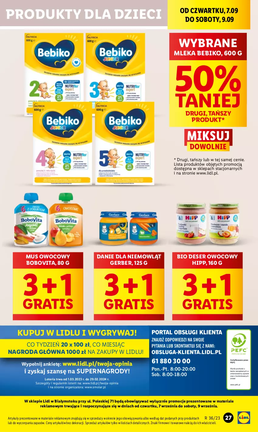 Gazetka promocyjna Lidl - GAZETKA - ważna 06.09 do 09.09.2023 - strona 47 - produkty: Bebiko, BoboVita, Deser, Deser owocowy, Dzieci, Gerber, Gra, Gry, HiPP, Mola, Mus, Ser