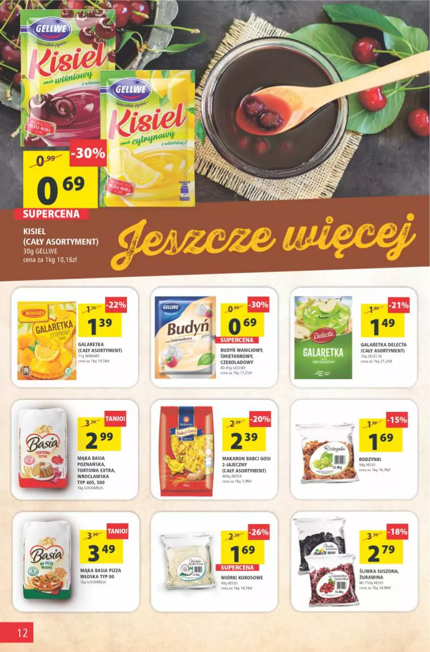 Gazetka promocyjna Arhelan - Gazetka - ważna 16.07 do 25.07.2021 - strona 12 - produkty: Basia, Delecta, Gala, Galaretka, HP, Kokos, Mąka, Makaron, Pizza, Rodzynki, Winiary, Wiórki kokosowe