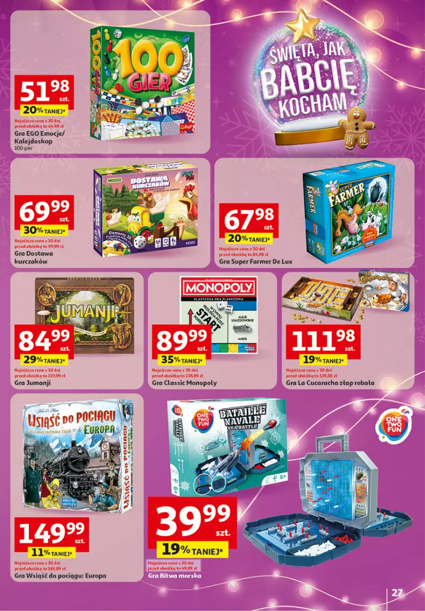 Gazetka promocyjna Auchan - Katalog Zabawki Święta jak babcię kocham Hipermarket - ważna 06.11 do 26.11.2025 - strona 27 - produkty: Fa, Gra, Kurczak, Monopoly, Pociąg
