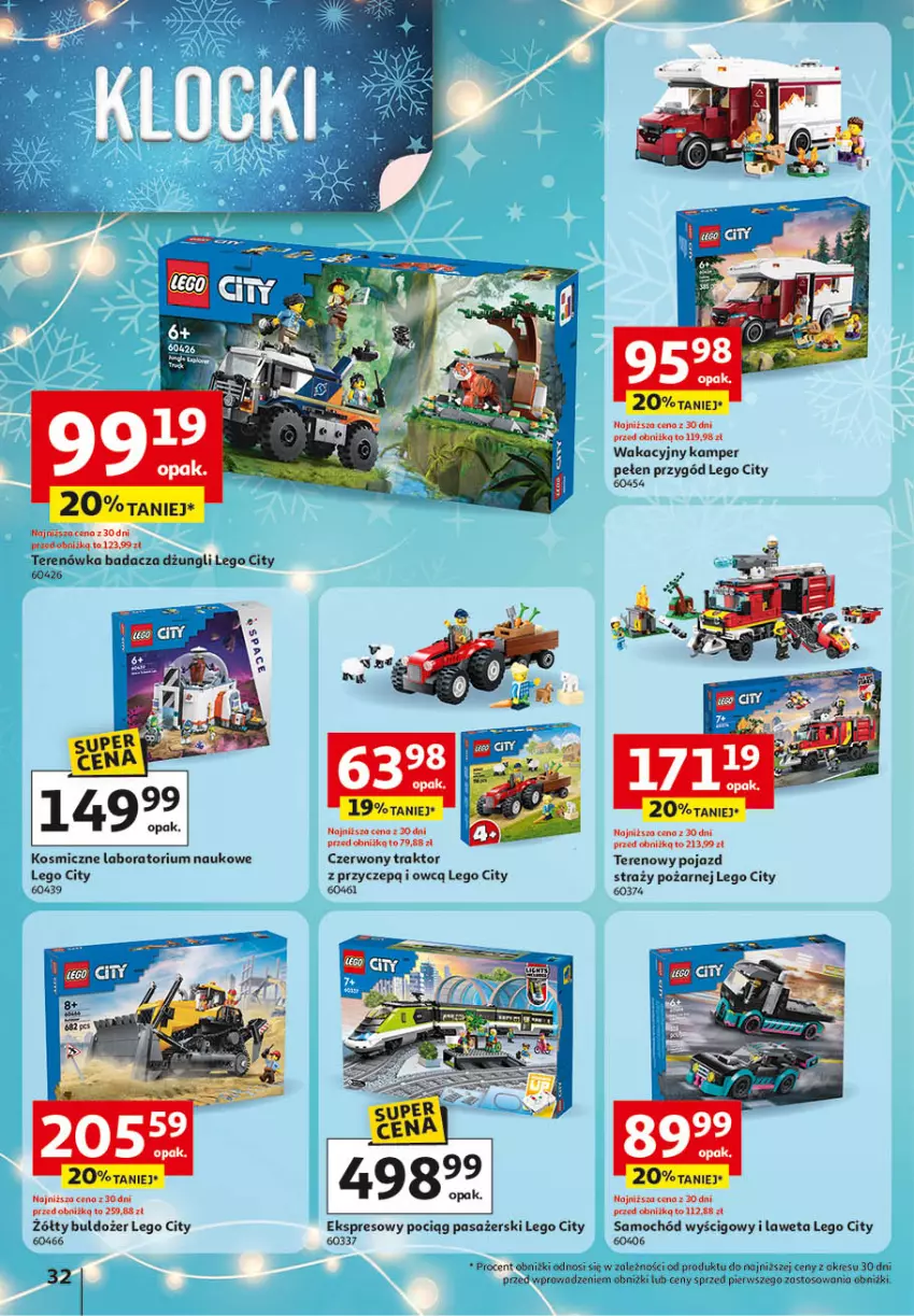 Gazetka promocyjna Auchan - Katalog Zabawki Święta jak babcię kocham Hipermarket - ważna 06.11 do 26.11.2025 - strona 32 - produkty: Buldożer, LEGO, LEGO City, Pociąg, Pociąg pasażerski, Pojazd, Samochód, Traktor
