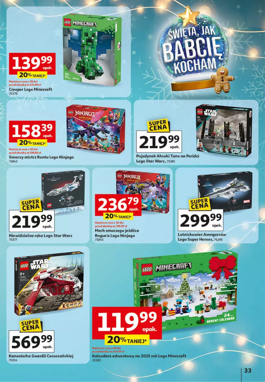 Gazetka promocyjna Auchan - Katalog Zabawki Święta jak babcię kocham Hipermarket - ważna 06.11 do 26.11.2025 - strona 33 - produkty: Avengers, Kalendarz, Kalendarz adwentowy, LEGO, LEGO Minecraft, LEGO Ninjago, LEGO Star Wars, Minecraft, Sok, Star Wars