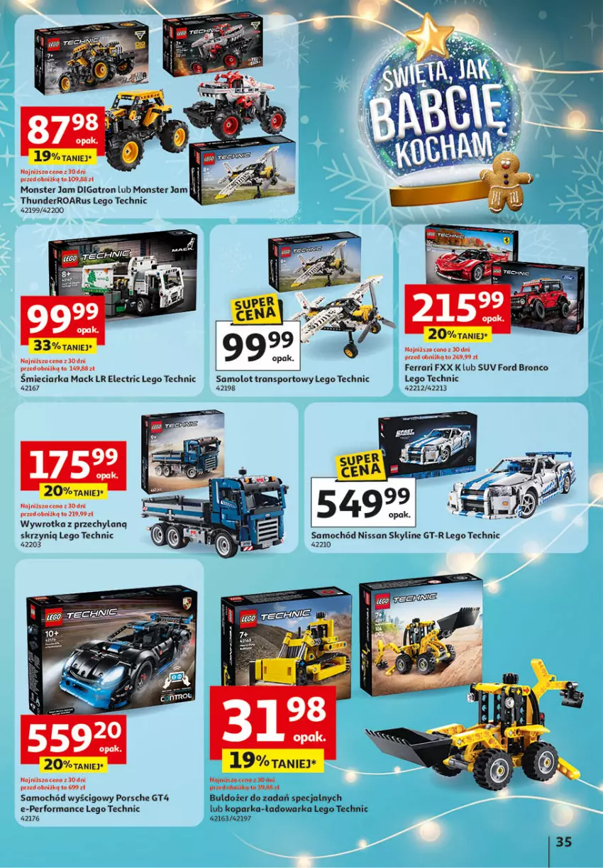 Gazetka promocyjna Auchan - Katalog Zabawki Święta jak babcię kocham Hipermarket - ważna 06.11 do 26.11.2025 - strona 35 - produkty: Amol, Buldożer, LEGO, LEGO Technic, Parka, Por, Samochód, Samolot, Sport, Tran, Warka, Wywrotka