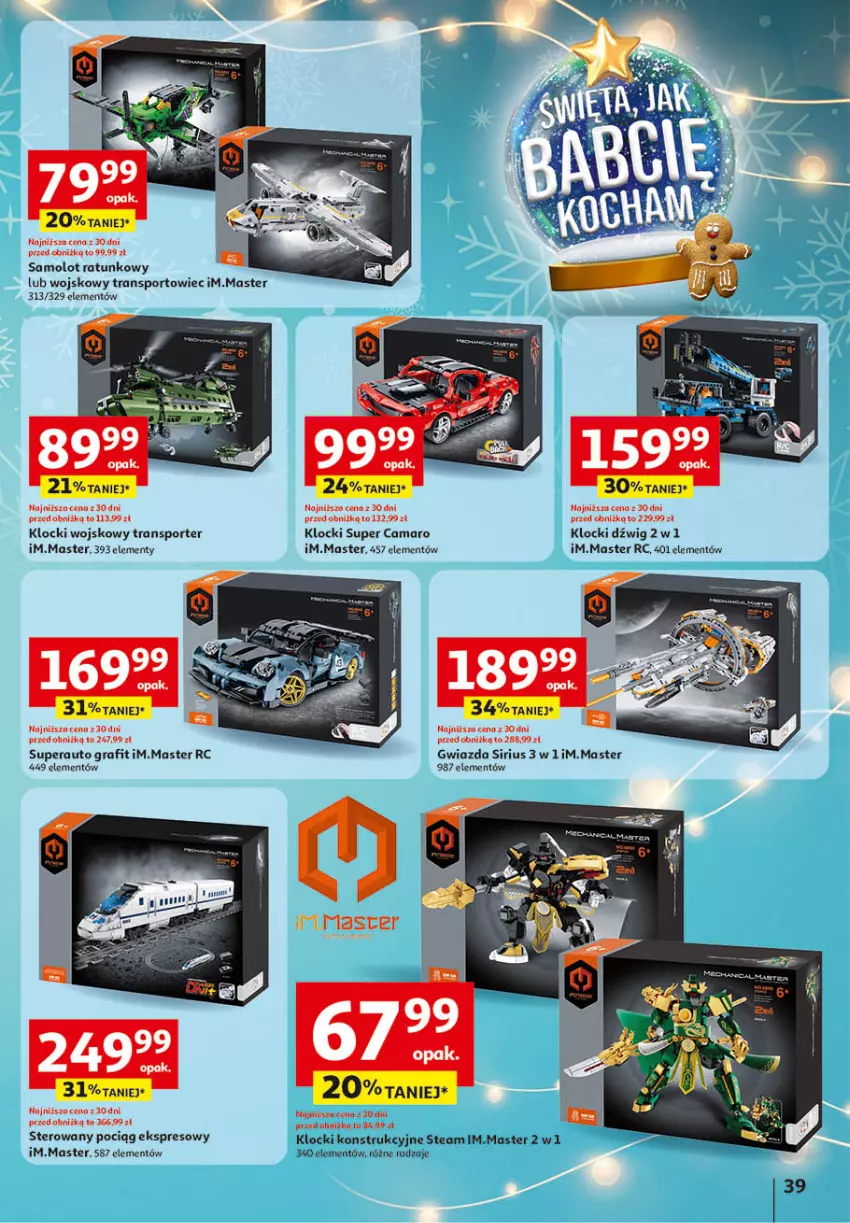 Gazetka promocyjna Auchan - Katalog Zabawki Święta jak babcię kocham Hipermarket - ważna 06.11 do 26.11.2025 - strona 39 - produkty: Amol, Dźwig, Gra, Gwiazda, Klocki, LG, Pociąg, Por, Samolot, Sport, Tran