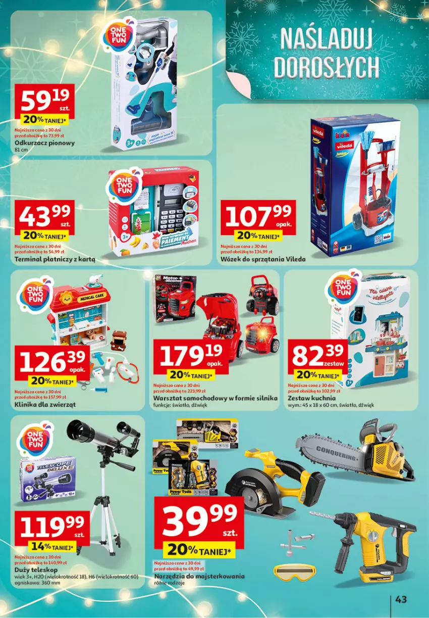 Gazetka promocyjna Auchan - Katalog Zabawki Święta jak babcię kocham Hipermarket - ważna 06.11 do 26.11.2025 - strona 43 - produkty: Fa, Kuchnia, Odkurzacz, Vileda, Wózek