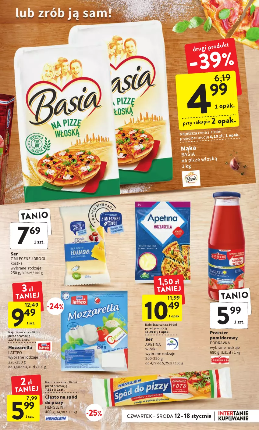 Gazetka promocyjna Intermarche - Gazetka Intermarche - ważna 12.01 do 18.01.2023 - strona 19 - produkty: Basia, Mąka, Mozzarella, Podravka, Ser, Spód do pizzy