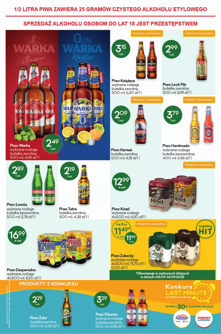 Gazetka promocyjna Groszek - ważna 18.08 do 30.08.2022 - strona 11 - produkty: Desperados, Gra, Harnaś, Koc, Kozel, Okocim, Piwo, Tago, Tatra, Tran