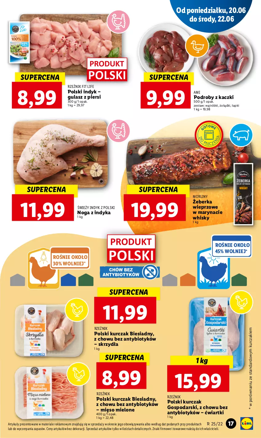 Gazetka promocyjna Lidl - GAZETKA - ważna 20.06 do 22.06.2022 - strona 17 - produkty: Kurczak, Mięso, Mięso mielone, Morliny, Piec, Podroby z kaczki, Por, Whisky