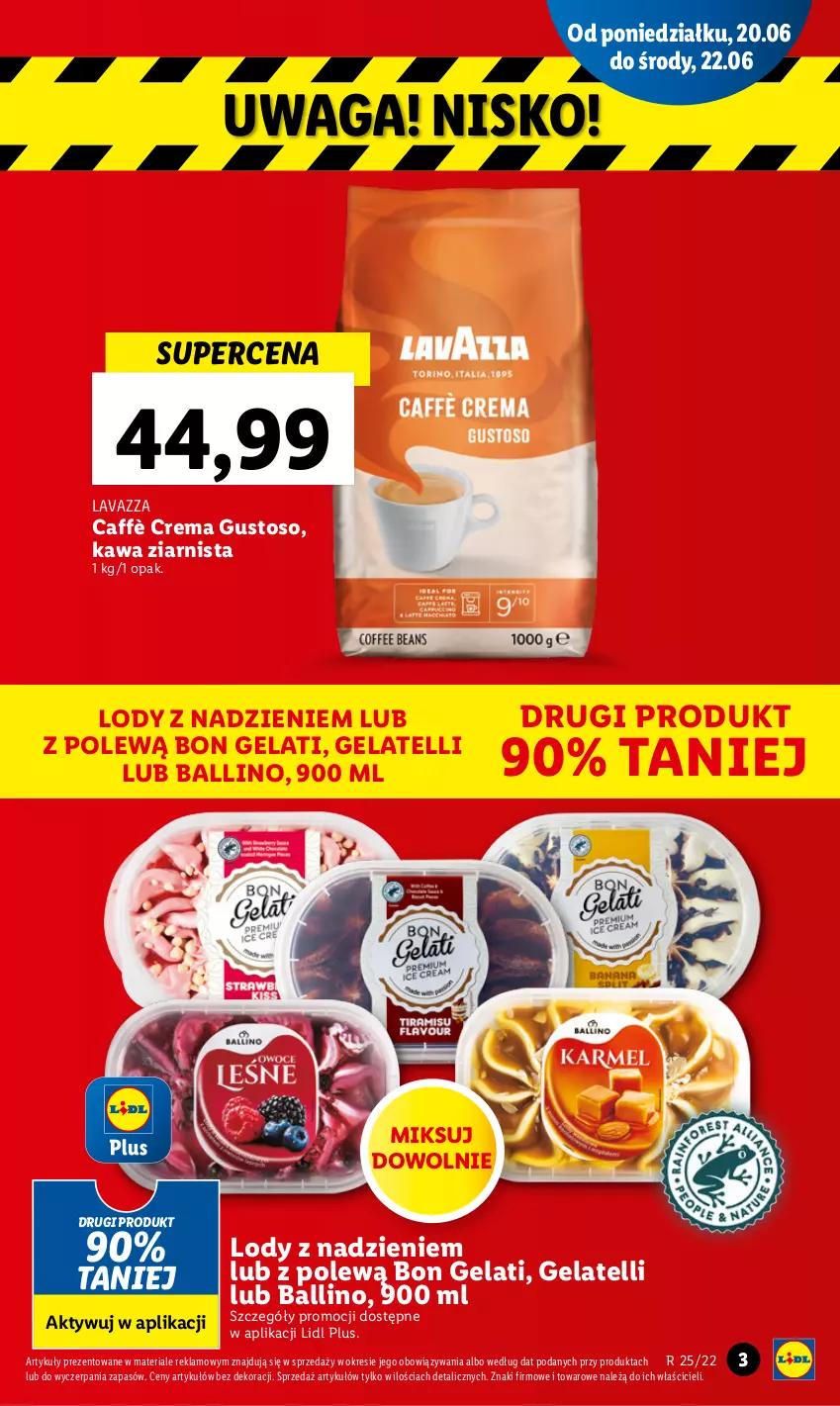 Gazetka promocyjna Lidl - GAZETKA - ważna 20.06 do 22.06.2022 - strona 3 - produkty: Kawa, Kawa ziarnista, Lavazza, Lody, Waga