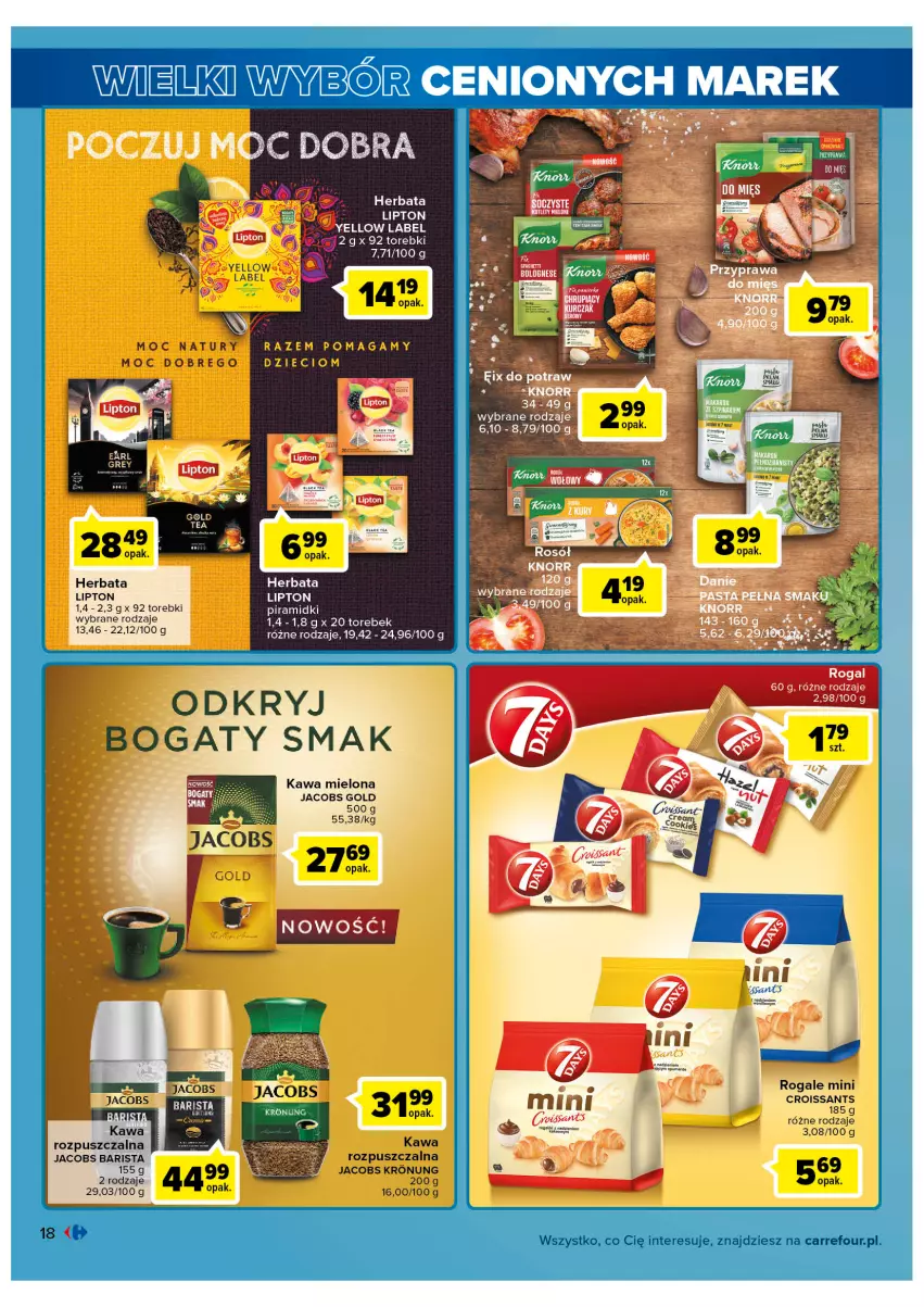 Gazetka promocyjna Carrefour - Gazetka Wielki wybór cenionych marek - ważna 02.11 do 12.11.2022 - strona 18 - produkty: Croissant, Herbata, Jacobs, Kawa, Kawa mielona, Lipton, Rogal