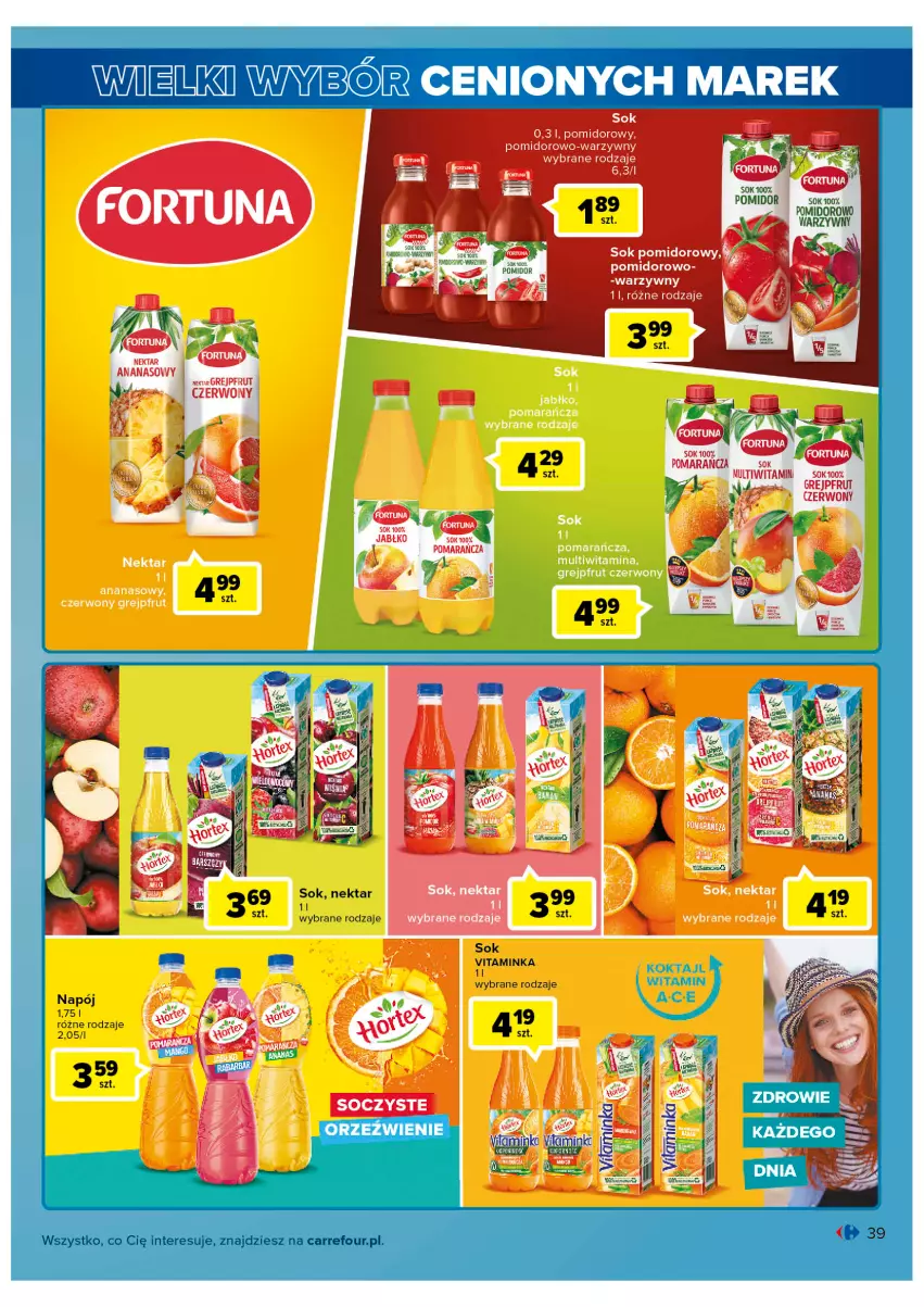 Gazetka promocyjna Carrefour - Gazetka Wielki wybór cenionych marek - ważna 02.11 do 12.11.2022 - strona 39 - produkty: Ananas, Grejpfrut, Inka, Napój, Nektar, Sok, Sok pomidorowy