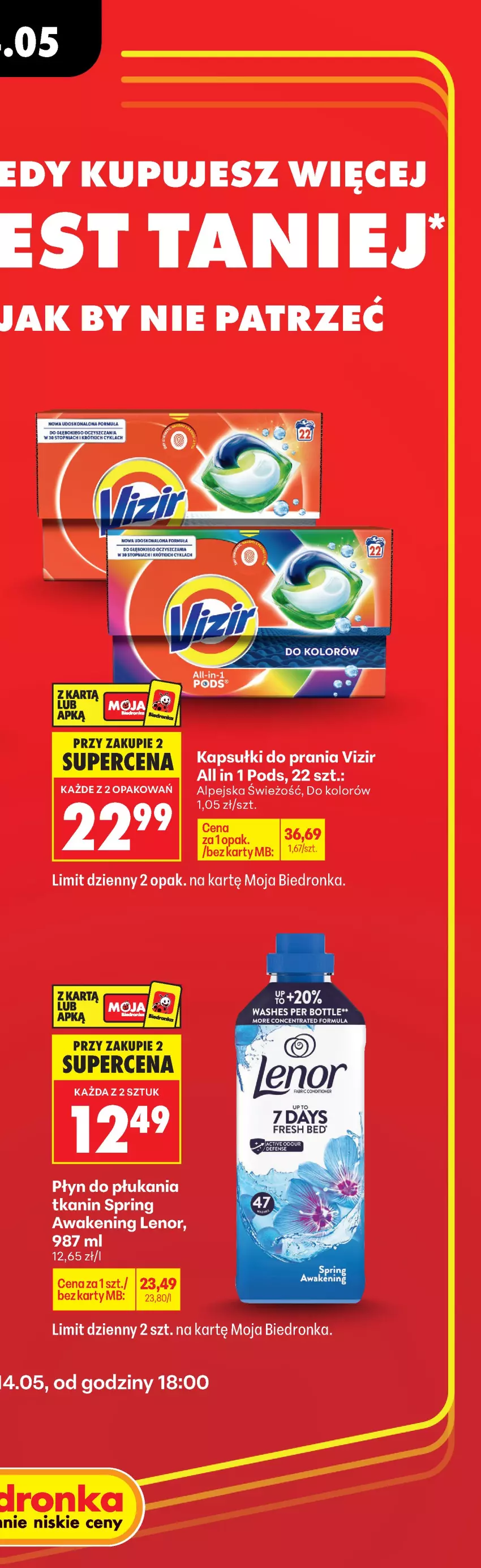 Gazetka promocyjna Biedronka - Gazetka - ważna 14.05 do 21.05.2026 - strona 5 - produkty: Kapsułki do prania, Lenor, Płyn do płukania, Vizir