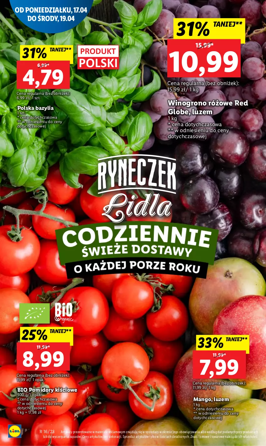 Gazetka promocyjna Lidl - GAZETKA - ważna 17.04 do 19.04.2023 - strona 16 - produkty: Bazyl, Bazylia, Mango, Pomidory, Wino