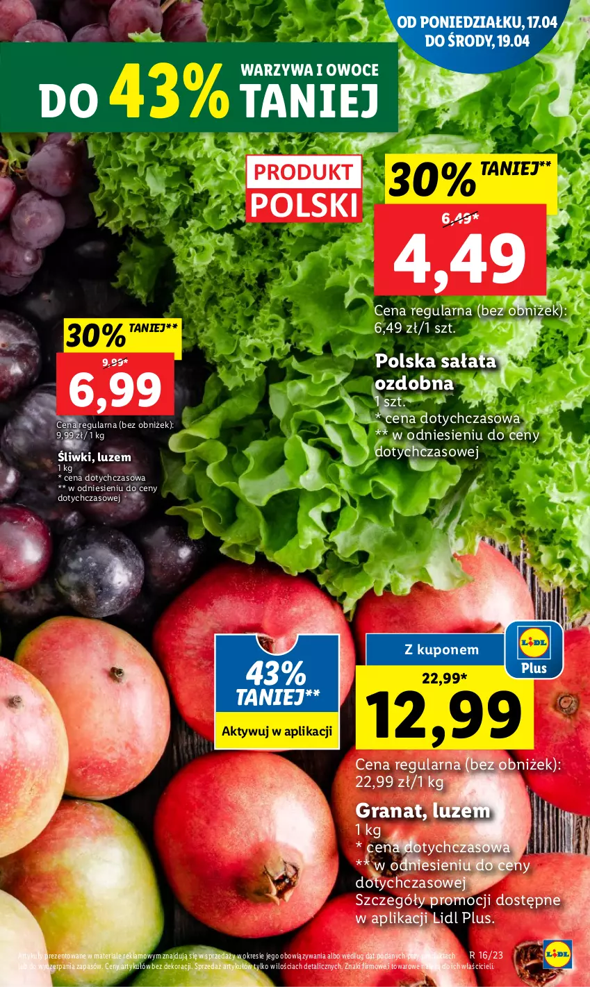 Gazetka promocyjna Lidl - GAZETKA - ważna 17.04 do 19.04.2023 - strona 17 - produkty: Gra, Granat, Owoce, Sałat, Warzywa, Warzywa i owoce