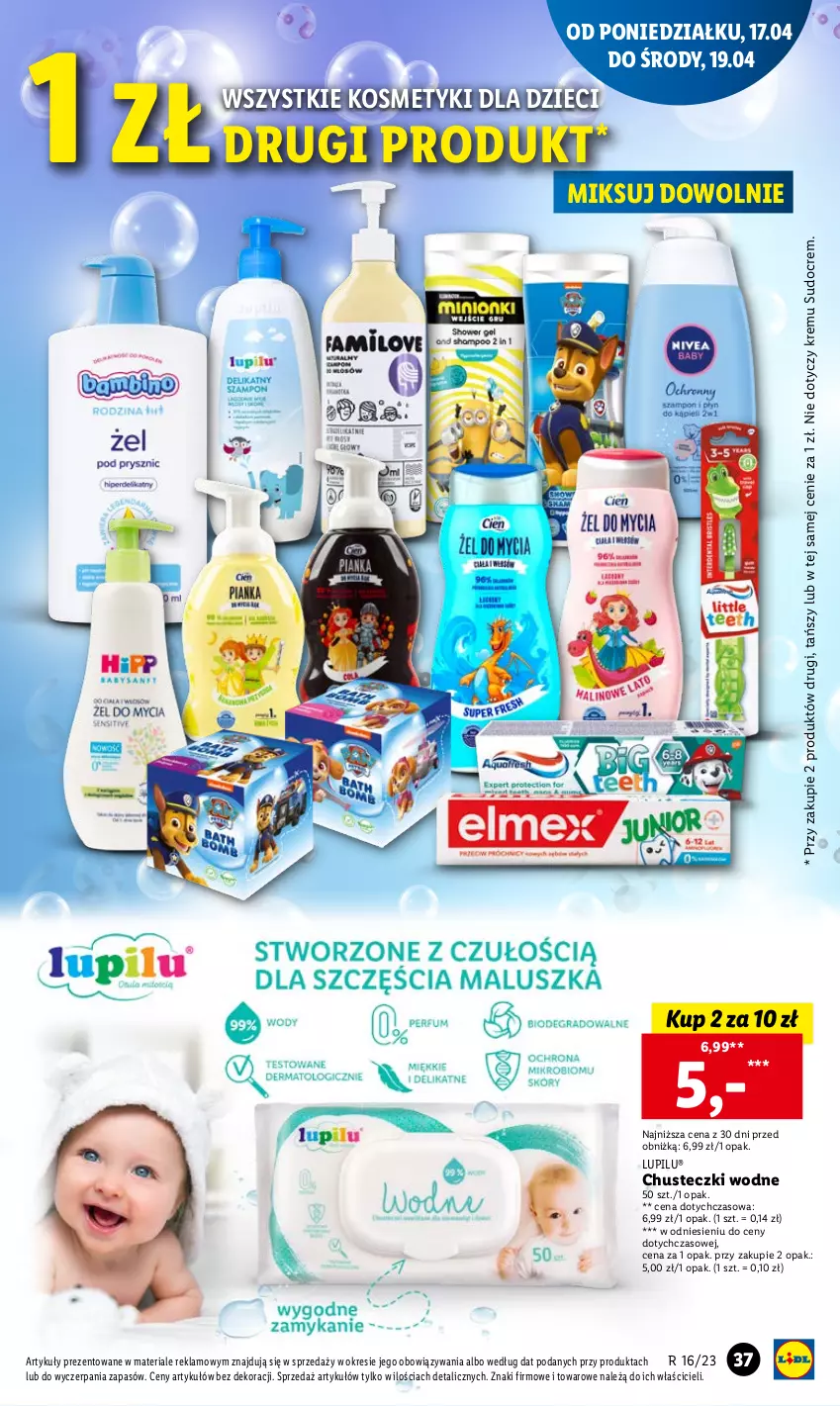 Gazetka promocyjna Lidl - GAZETKA - ważna 17.04 do 19.04.2023 - strona 45 - produkty: Chusteczki, Dzieci, Kosmetyki dla dzieci