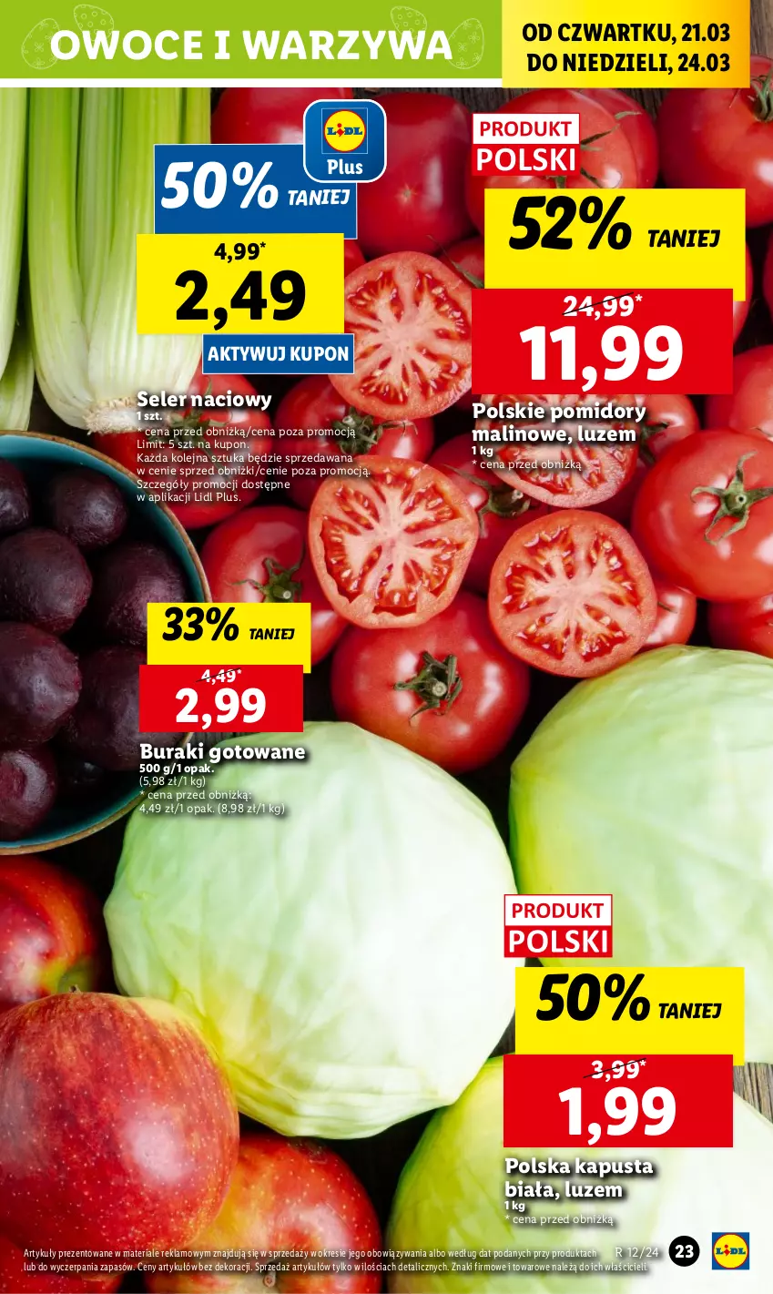 Gazetka promocyjna Lidl - GAZETKA - ważna 21.03 do 24.03.2024 - strona 25 - produkty: Buraki, Olej, Owoce, Pomidory, Seler naciowy, Warzywa
