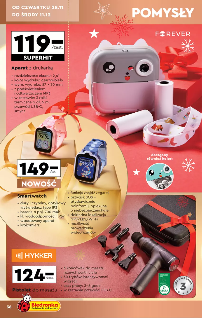 Gazetka promocyjna Biedronka - Okazje tygodnia - ważna 25.11 do 07.12.2024 - strona 38 - produkty: Bateria, Krokomierz, Piec, Por, Przewód, Rolki, Smartwatch, Smycz, Sos, Zegar, Zegarek