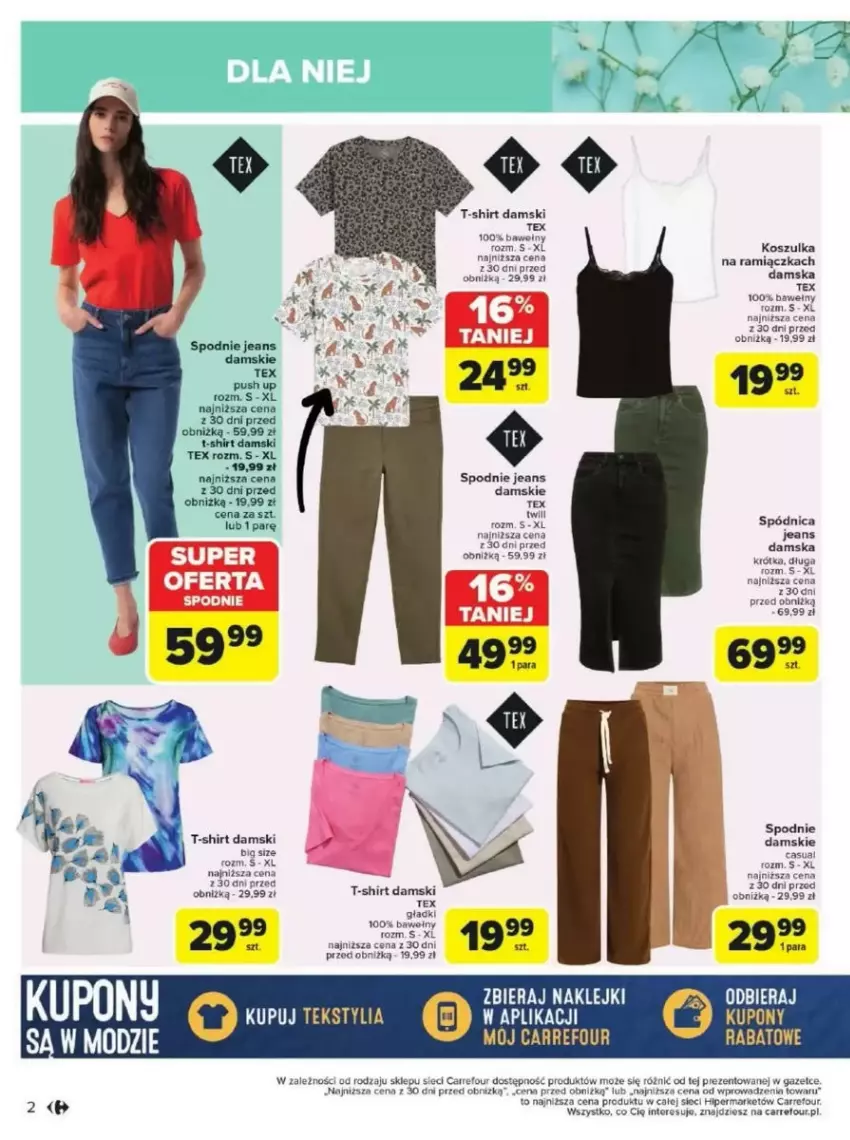 Gazetka promocyjna Carrefour - ważna 17.03 do 29.03.2025 - strona 12 - produkty: Kosz, Koszulka, LG, Spódnica, Spodnie, Spodnie jeans, T-shirt