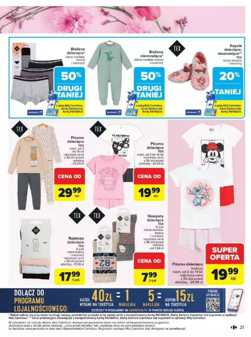 Gazetka promocyjna Carrefour - ważna 17.03 do 29.03.2025 - strona 14 - produkty: Bielizna, Dzieci, Fa, Kapcie, Karp, Klej, LG, Piżama, Rajstopy, Top