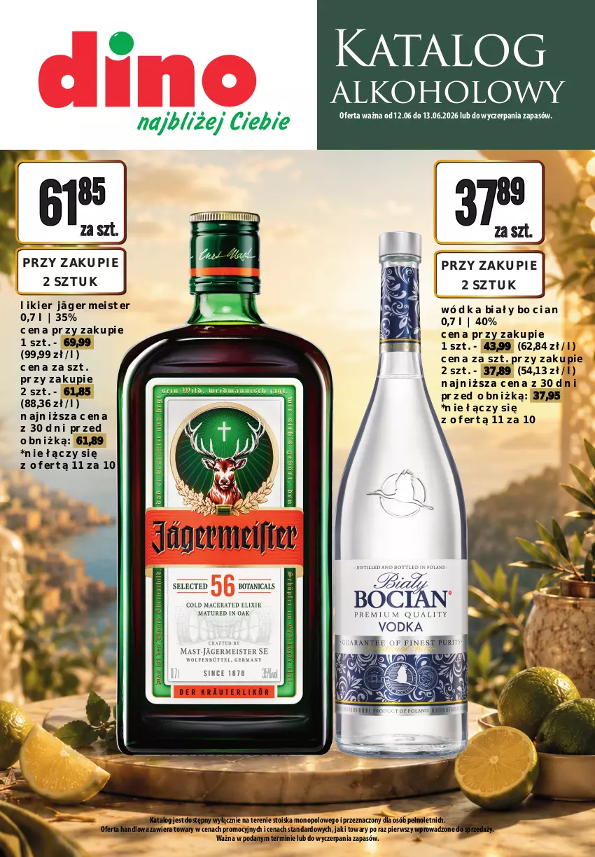 Gazetka promocyjna Dino - Katalog alkoholowy - czerwiec 2026 - ważna 12.06 do 13.06.2026 - strona 1 - produkty: Biały Bocian, Likier