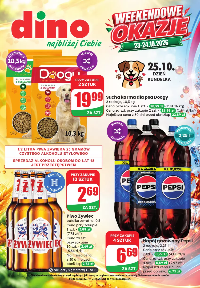 Gazetka promocyjna Dino - Weekendowe okazje - ważna 23.10 do 24.10.2026 - strona 1 - produkty: Gra, Napój, Napój gazowany, Pepsi, Piwa, Piwo, Sucha karma