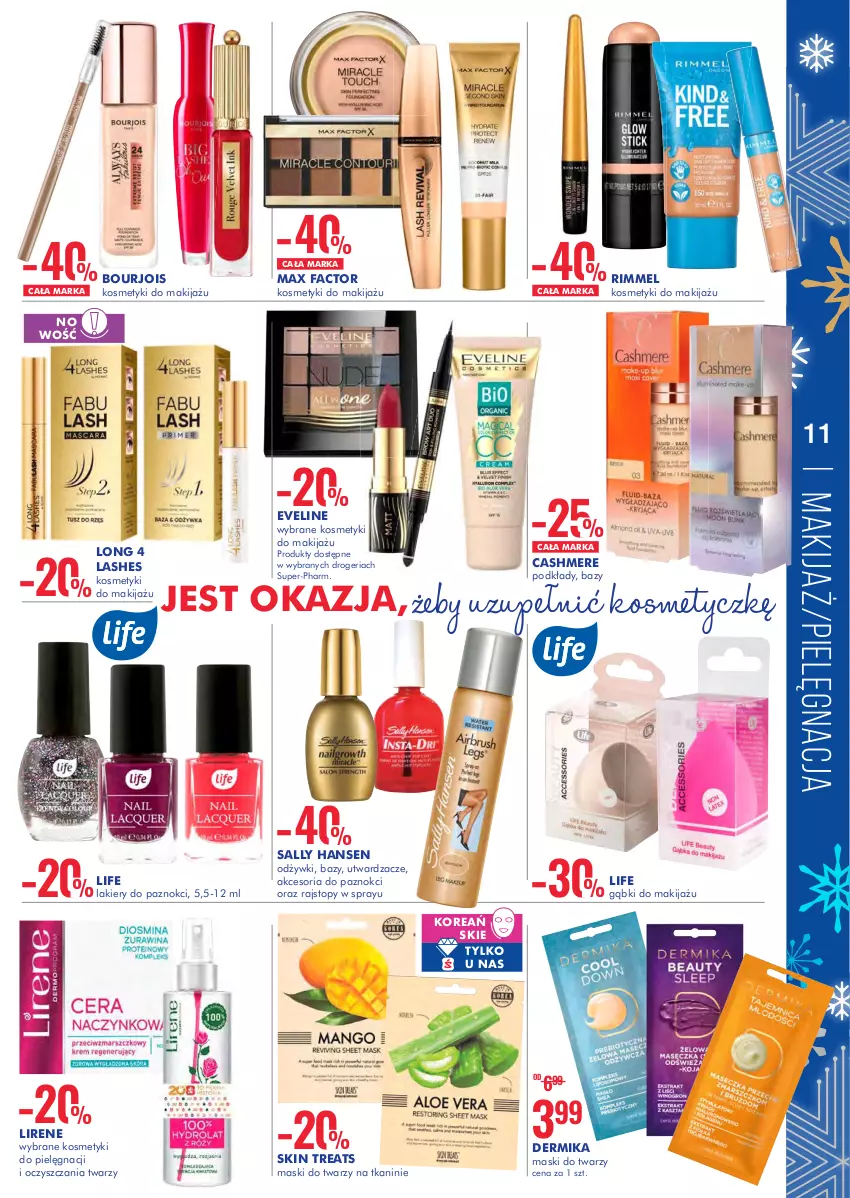 Gazetka promocyjna Super Pharm - Gazetka - ważna 26.01 do 09.02.2022 - strona 11 - produkty: Dermika, Eveline, Lirene, Long 4 Lashes, Makijaż, Sally Hansen