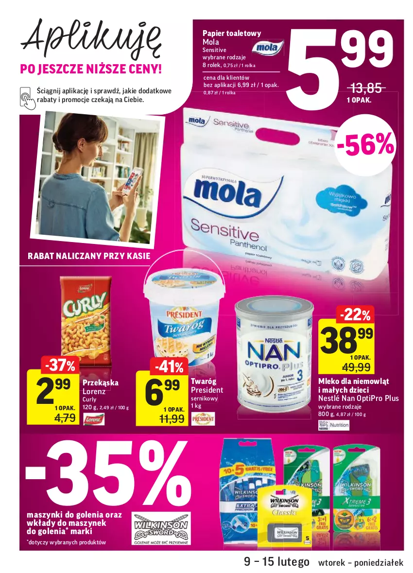 Gazetka promocyjna Intermarche - Okazje tygodnia - ważna 09.02 do 15.02.2021 - strona 32 - produkty: Dzieci, Lorenz, Mleko, Mola, NAN Optipro, Nestlé, Papier, Papier toaletowy, Ser, Twaróg