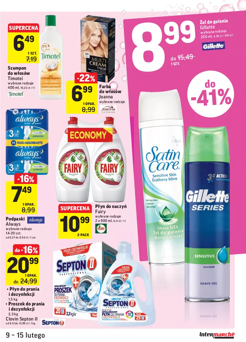 Gazetka promocyjna Intermarche - Okazje tygodnia - ważna 09.02 do 15.02.2021 - strona 35 - produkty: Always, Fa, Fairy, Farba do włosów, Joanna, Lovi, Płyn do prania, Podpaski, Proszek do prania, Szampon