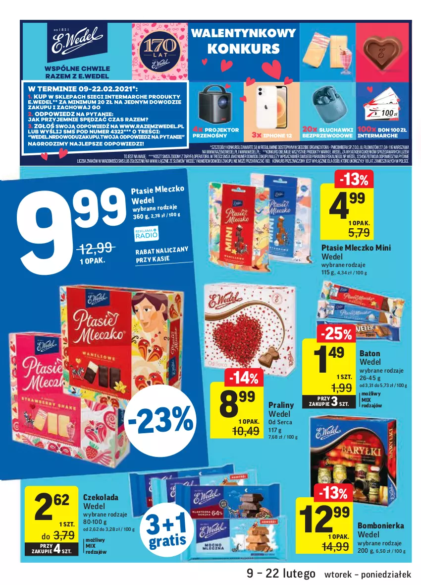 Gazetka promocyjna Intermarche - Okazje tygodnia - ważna 09.02 do 15.02.2021 - strona 4 - produkty: Baton, Czekolada, Mleczko, Praliny, Ptasie mleczko, Ser