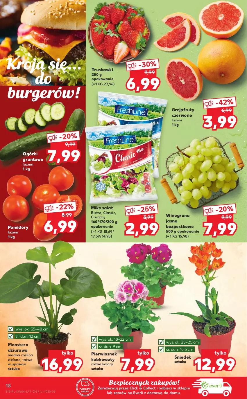 Gazetka promocyjna Kaufland - OFERTA TYGODNIA - ważna 27.01 do 02.02.2022 - strona 18 - produkty: Burger, Grejpfrut, Grunt, Piec, Pomidory, Sałat, Tera, Truskawki, Wino, Winogrona