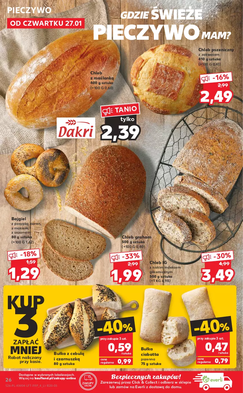 Gazetka promocyjna Kaufland - OFERTA TYGODNIA - ważna 27.01 do 02.02.2022 - strona 26 - produkty: Bułka, Chleb, Ciabatta, Gra, Piec, Pieczywo, Sezam