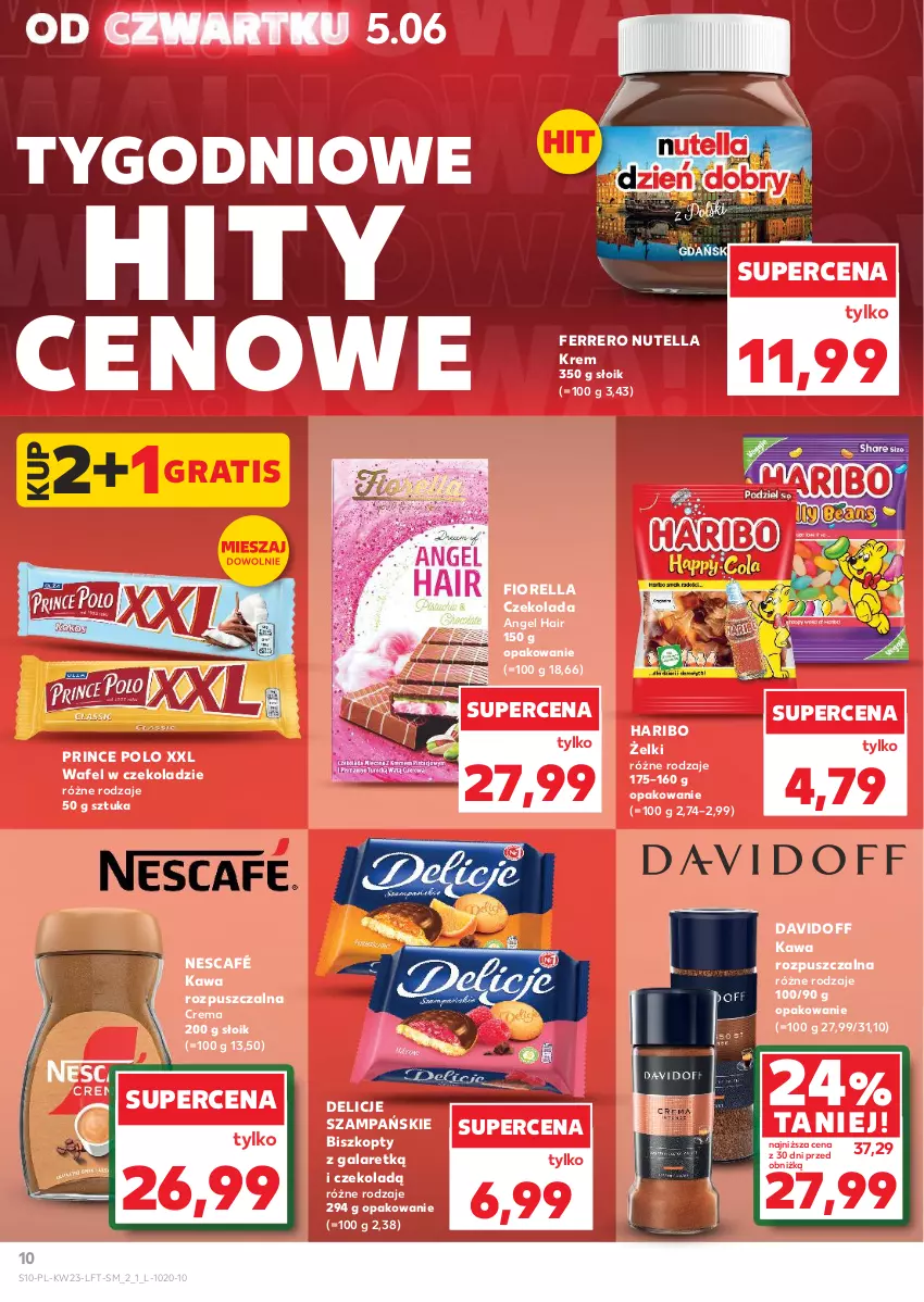 Gazetka promocyjna Kaufland - Gazetka tygodnia - ważna 05.06 do 11.06.2025 - strona 10 - produkty: Biszkopty, Czekolada, Davidoff, Delicje, Ferrero, Gala, Gra, Haribo, Kawa, Kawa rozpuszczalna, Nescafé, Nutella, Prince Polo