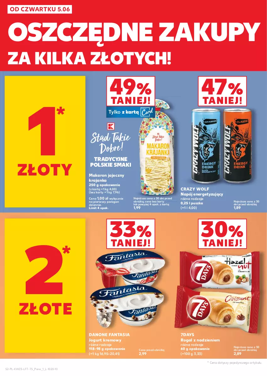 Gazetka promocyjna Kaufland - Gazetka tygodnia - ważna 05.06 do 11.06.2025 - strona 2 - produkty: Danone, Danone Fantasia, Fa, Fanta, Jogurt, Makaron, Napój, Rogal