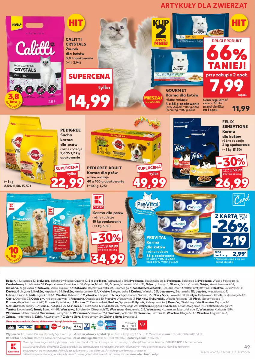 Gazetka promocyjna Kaufland - Gazetka tygodnia - ważna 05.06 do 11.06.2025 - strona 49 - produkty: Dres, Fa, Felix, Gra, Lion, Monte, O nas, Orka, Pedigree, Piast, Sati, Sos, Sucha karma, Telefon, Top