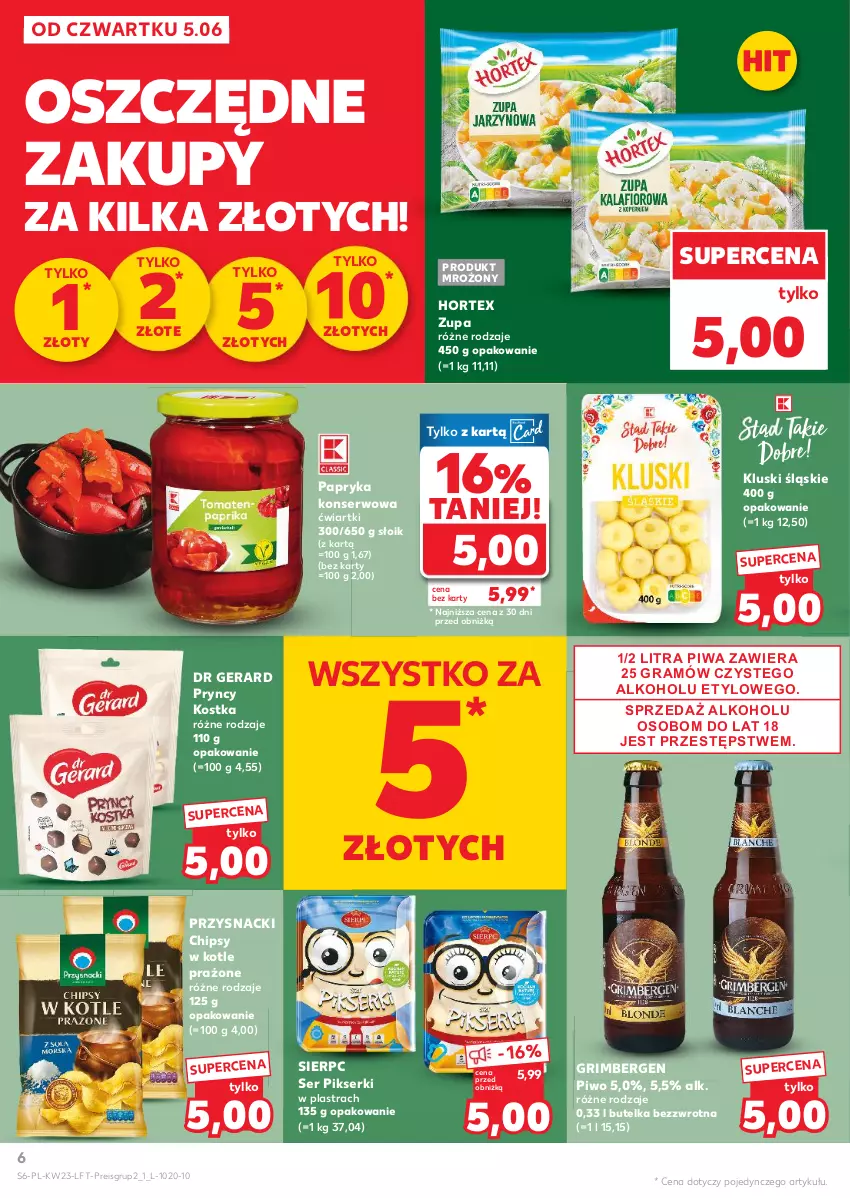 Gazetka promocyjna Kaufland - Gazetka tygodnia - ważna 05.06 do 11.06.2025 - strona 6 - produkty: Chipsy, Dr Gerard, Gra, Hortex, Papryka, Piwa, Piwo, Przysnacki, Ser, Zupa