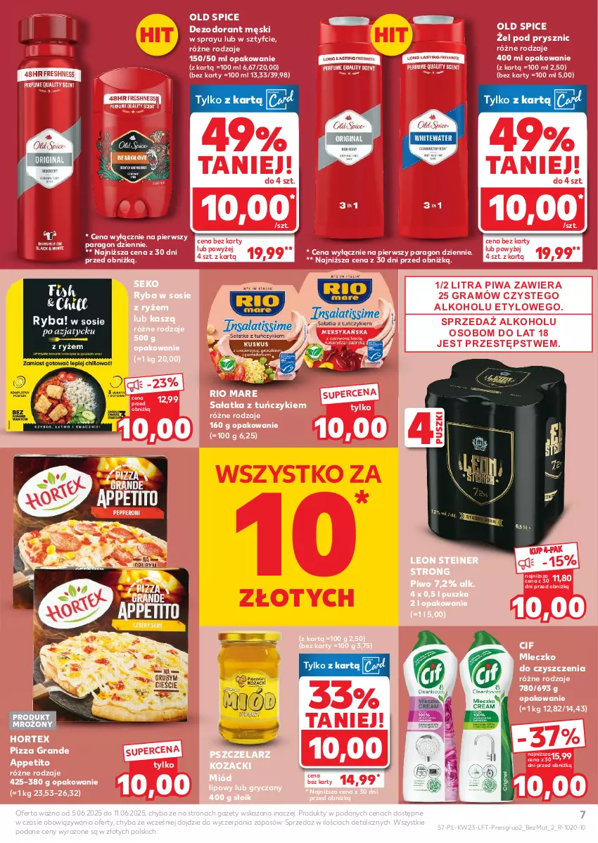Gazetka promocyjna Kaufland - Gazetka tygodnia - ważna 05.06 do 11.06.2025 - strona 7 - produkty: Cif, Dezodorant, Gra, Gry, Hortex, Leon, Miód, Mleczko, Old Spice, Piwa, Piwo, Pizza, Rio Mare, Ryba, Ryż, Sałat, Sałatka, SEKO, Sos, Tuńczyk