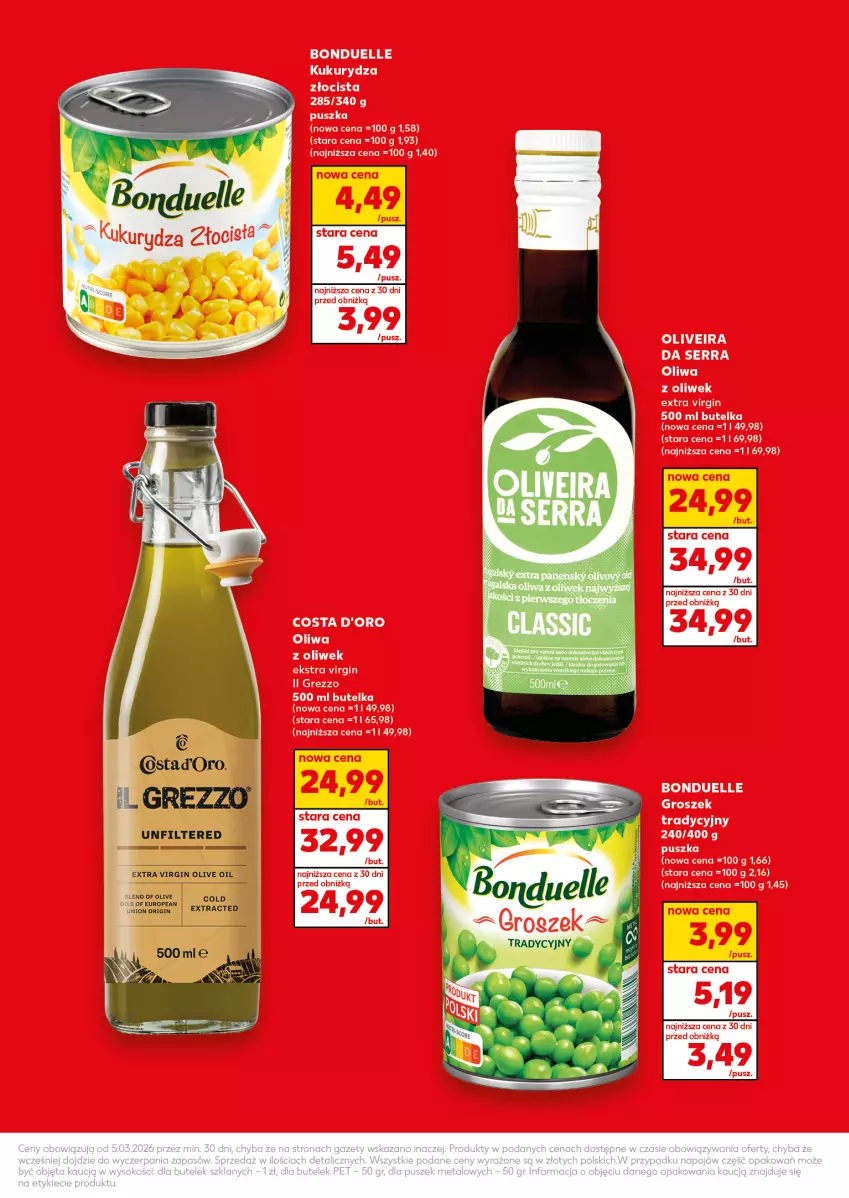 Gazetka promocyjna Kaufland - Kaufland - ważna 26.03 do 31.03.2026 - strona 3 - produkty: Bonduelle, Costa d'Oro, Gin, Groszek, Kukurydza, Oliwa, Oliwa z oliwek, Ser